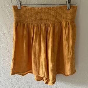Z Supply Mustard Yellow Smocked Waist Shorts